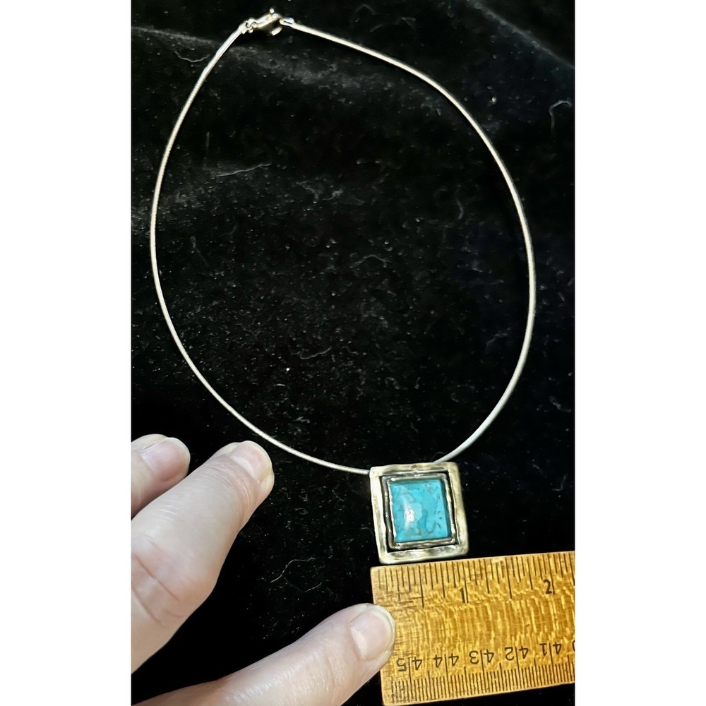 Silpada N1509 925 Sterling Silver Turquoise Square Pendant Necklace 17" Retired - Picture 5 of 7